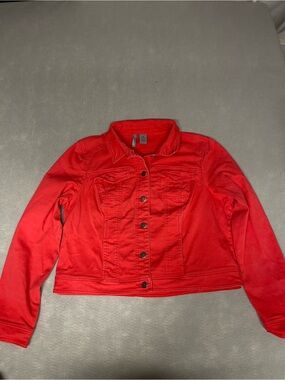 New Directions Weekend Denim Jacket Beautiful Coral Color Size PXL